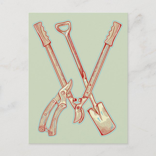Gardening tools postcard (Front)