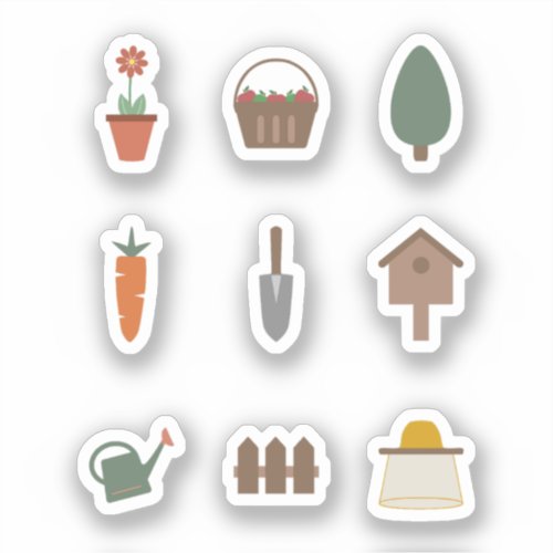 Gardening Tools Stickers Set