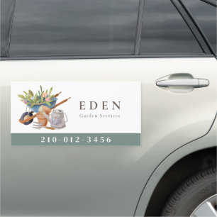 Gardening Tools Watercolor Garden Business Car Magnet