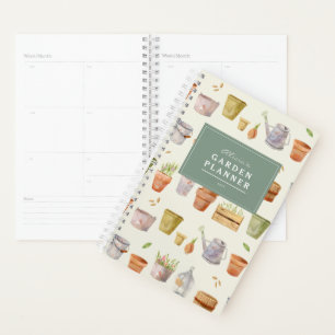 Gardening Tools Watercolor Garden Planner