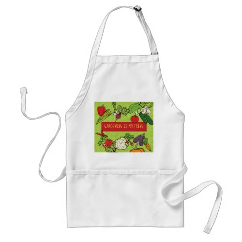 Gardening Veggies Illustrated Apron with pocket