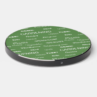 Gardening Words Garden Themed Patterned Green Wireless Charger