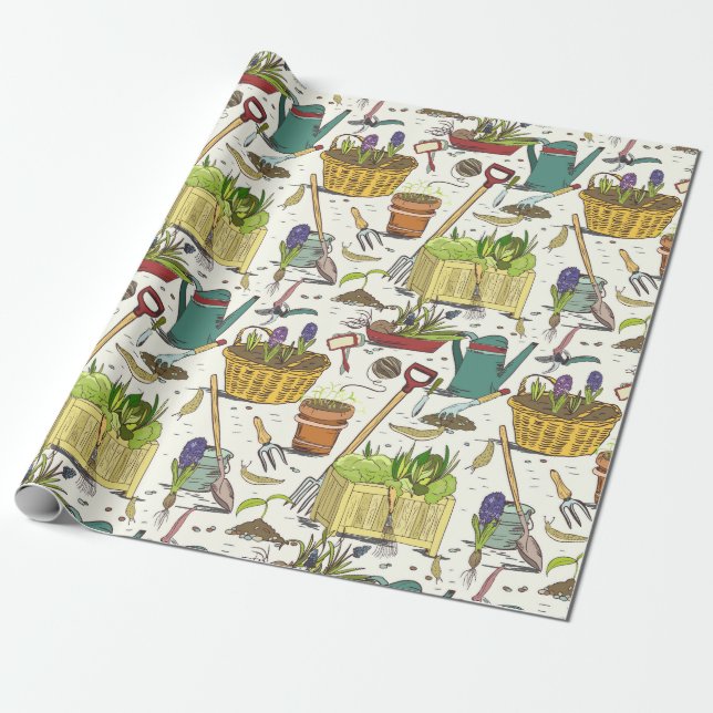 Gardening Wrapping Paper (Unrolled)