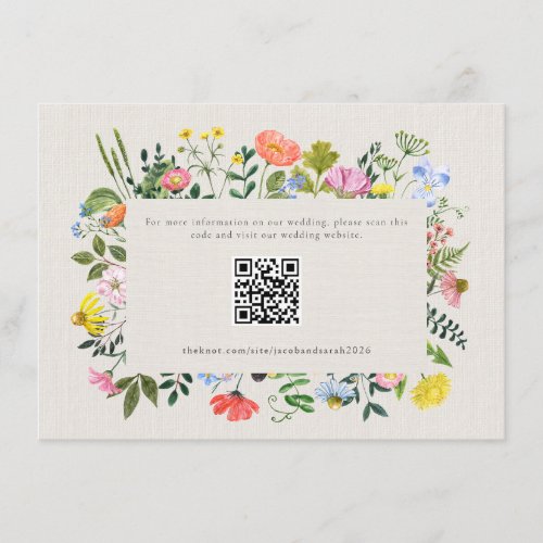 Gardens Bloom Wildflower QR Code Wedding Enclosure Card