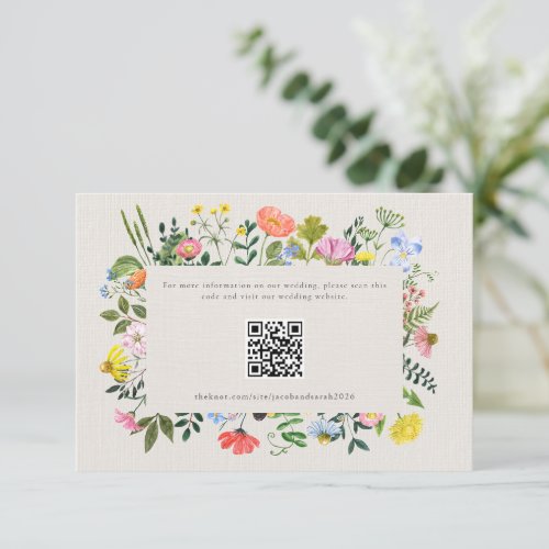 Gardens Bloom Wildflower QR Code Wedding RSVP Card