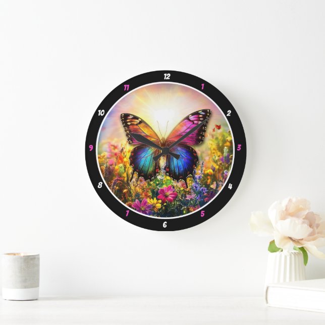Garden's Embrace" - Vibrant Butterfly Large Clock (Home)