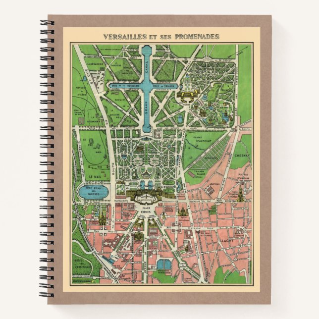 Gardens of Versailles, Restored Vintage 1920 Notebook (Front)