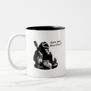 GARE AUX MORILLES ? (gorille, musique) Two-Tone Coffee Mug