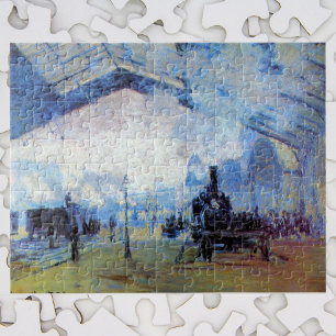Gare Saint-Lazare Train Station by Claude Monet Jigsaw Puzzle