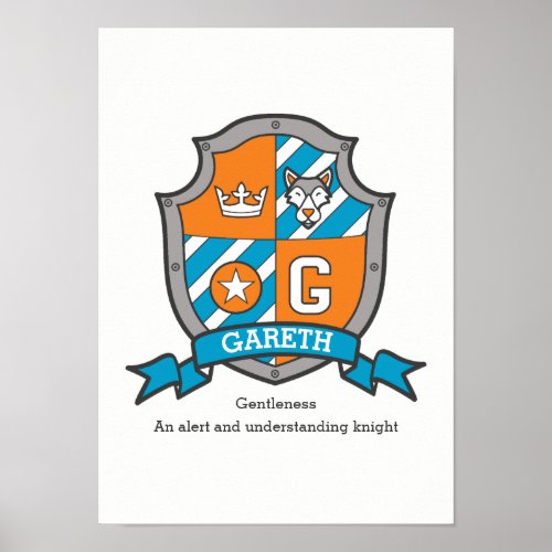 Gareth boys G name meaning orange crest poster