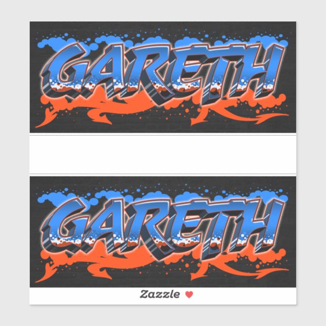 Gareth First Name Graffiti Sticker (Sheet)
