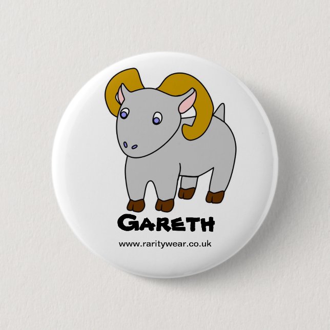 Gareth the Goat Pinback Button (Front)