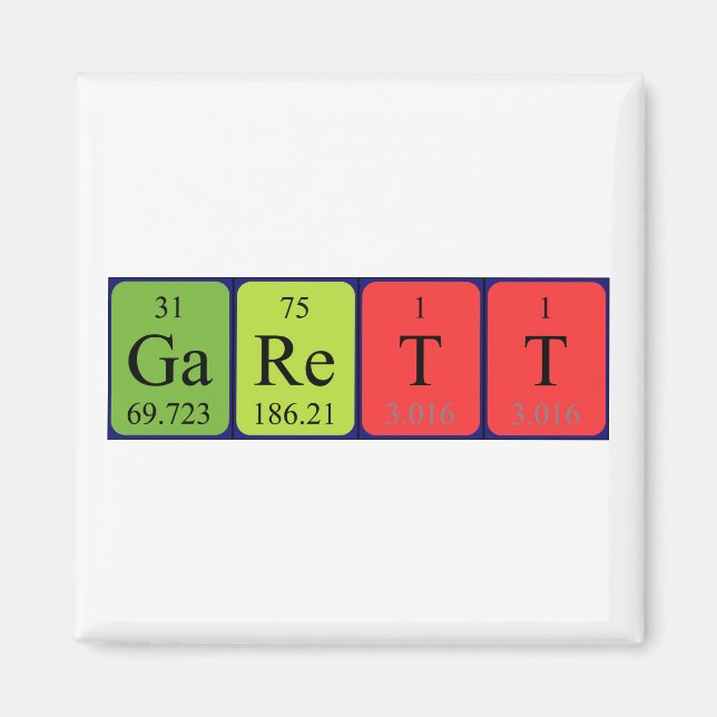 Garett periodic table name magnet (Front)