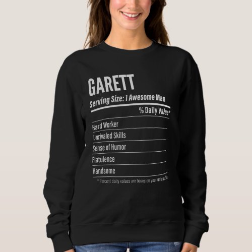 Garett Serving Size Nutrition Label Calories Sweatshirt