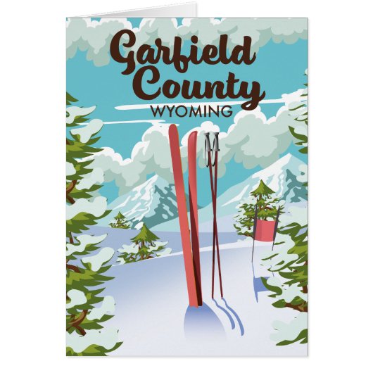 Garfield County Wyoming Ski poster Cards (Front)