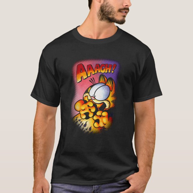 Garfield Halloween Aaagh Scaredy Cat Cartoon Men W T-Shirt (Front)