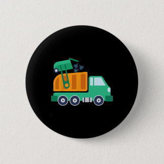 Garge Truck Waste Recycle Trash Collector Earth Da Button
