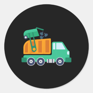 Garge Truck Waste Recycle Trash Collector Earth Da Classic Round Sticker