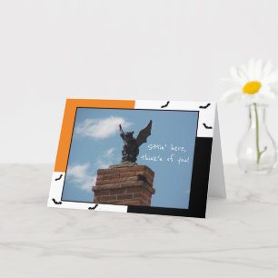 Gargoyle Bats Funny Halloween Card