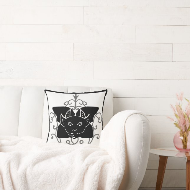 Gargoyle Black and Teal Double-Sided Throw Pillow (Couch)