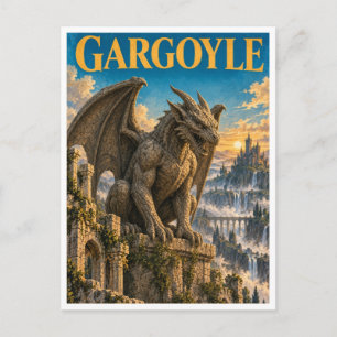 Gargoyle, Gothic Fantasy Monster Postcard