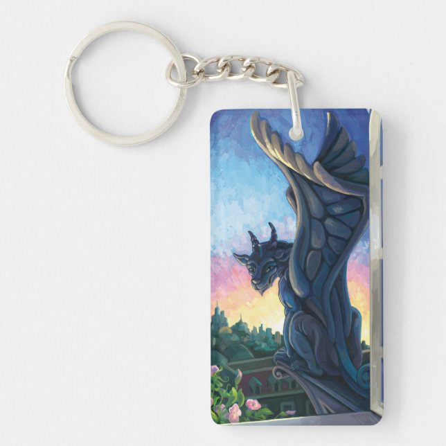 Gargoyle Guardian Fantasy Art Keychain (Front)