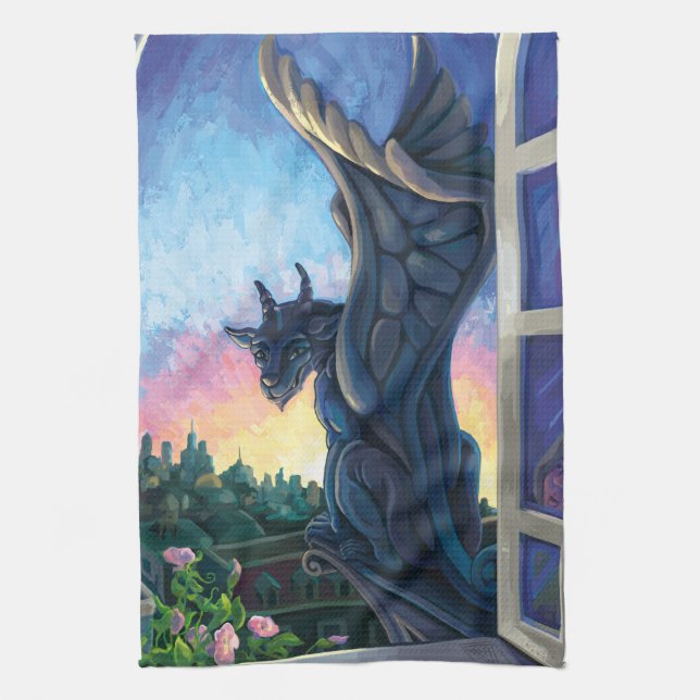 Gargoyle Guardian Kitchen Towel (Vertical)