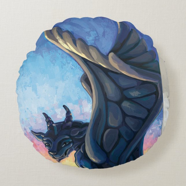 Gargoyle Guardian Round Pillow (Front)