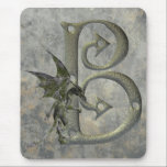 Gargoyle Monogram B Mouse Pad<br><div class="desc">A fancy font initial "B",  inspired by old Saxon letters and textured in stone - decorated with fantasy gargoyles. A very unique way to personalize your mousepad!</div>