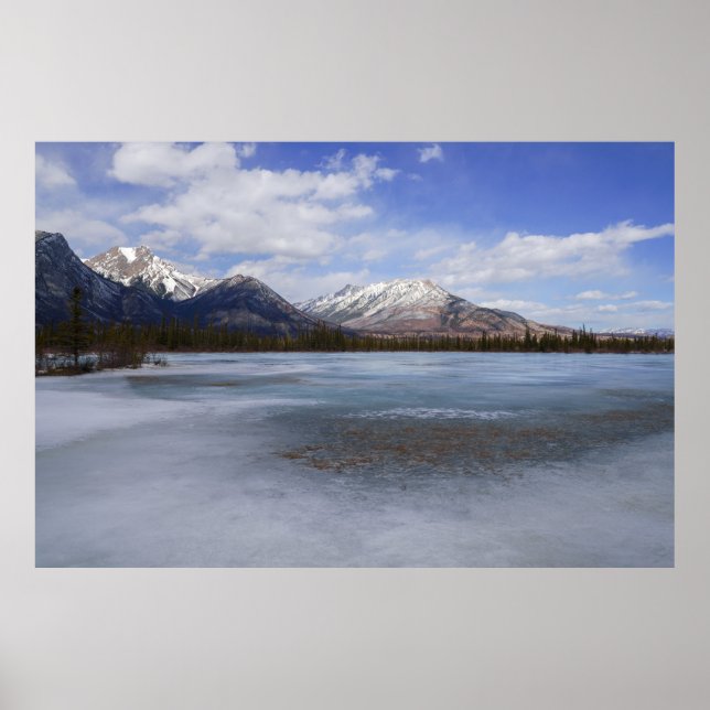 Gargoyle Mountain and Frozen Athabasca River Poster (Front)