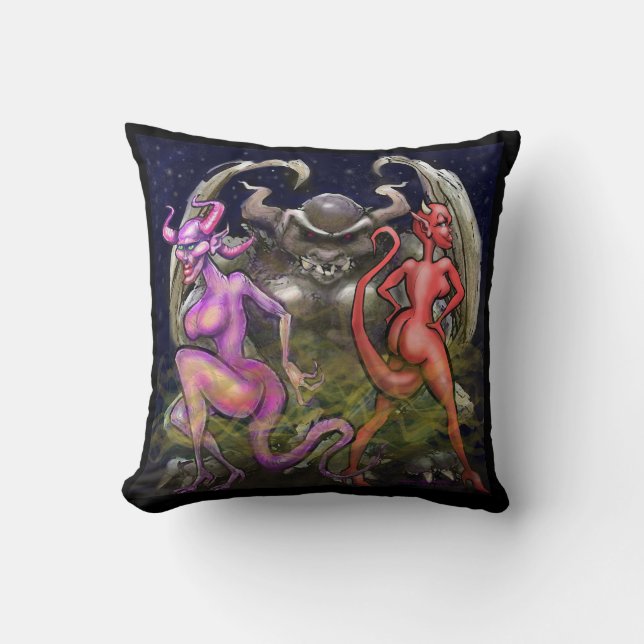 Gargoyle n Dark Fae Throw Pillow (Front)