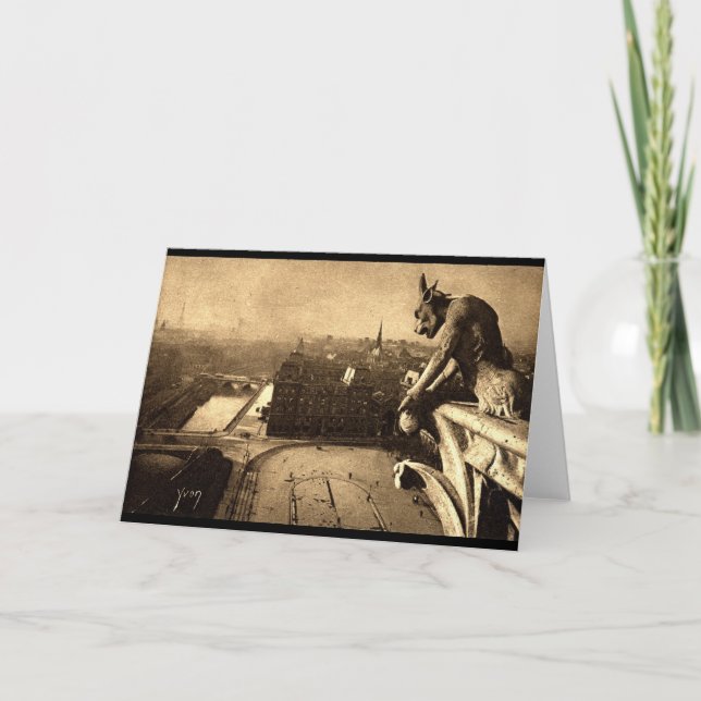 Gargoyle Notre Dame, Paris France 1912 Vintage Card (Front)