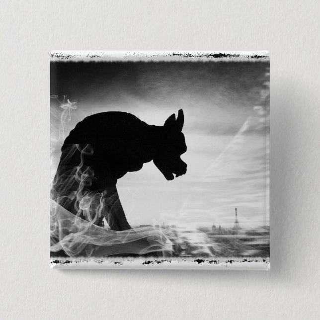 GARGOYLE NOTRE DAME PARIS FRANCE PINBACK BUTTON (Front)