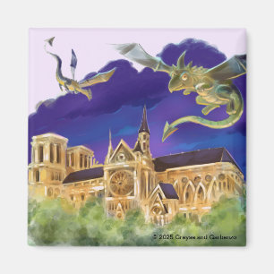 Gargoyle Notre Dame - Paris Square Magnet 2"