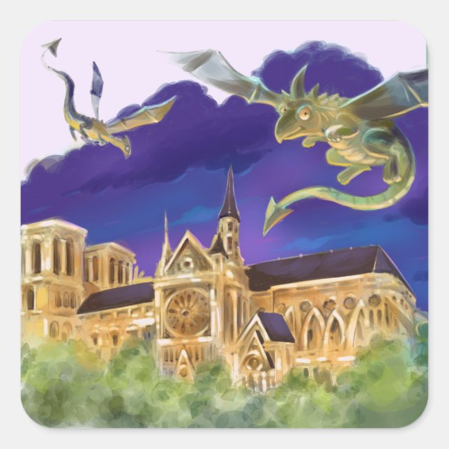 Gargoyle Notre Dame - Paris Square Stickers  (Front)