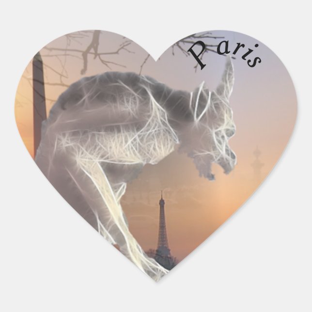 Gargoyle of Paris  Heart Sticker (Front)