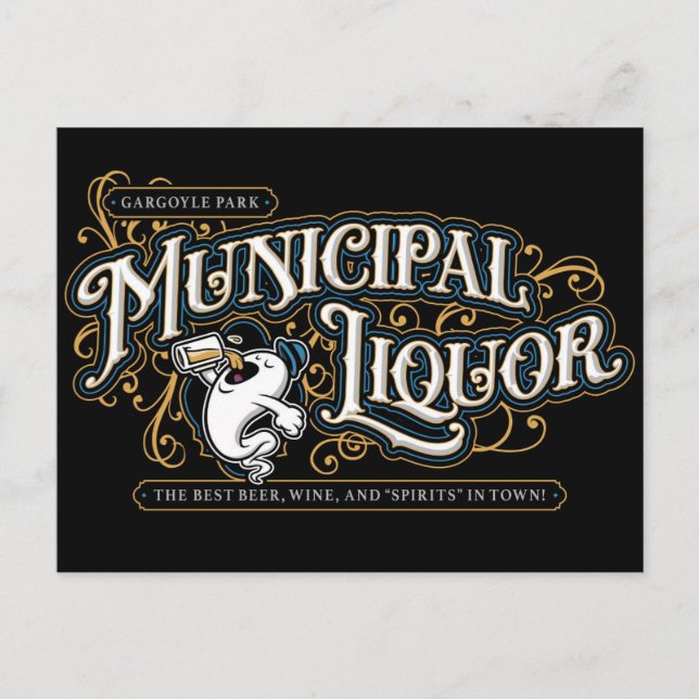 Gargoyle Park Municipal Liquor postcard (Front)