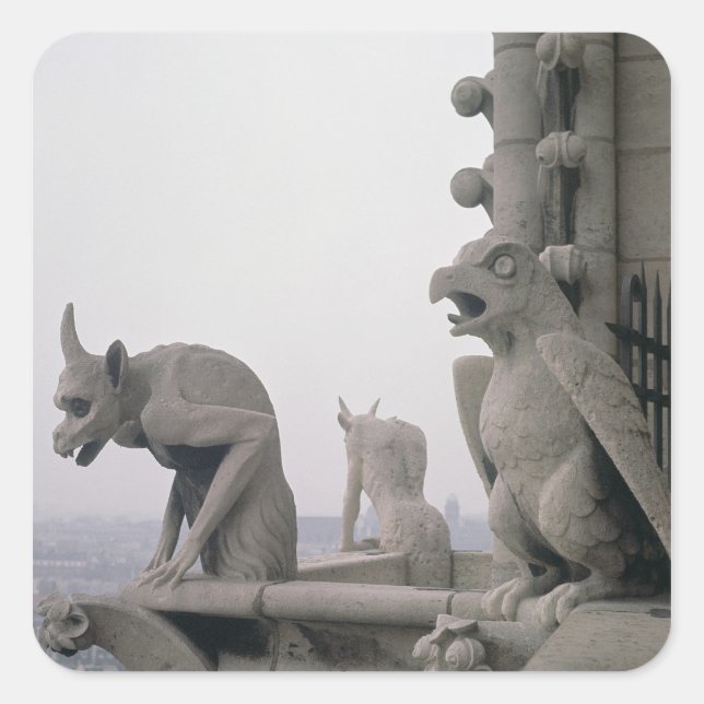 Gargoyles on the balustrade of the Grande Square Sticker (Front)