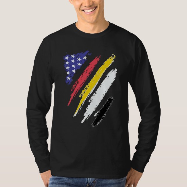 Garifuna American Patriot Grown Heart Flag Stripes T-Shirt (Front)
