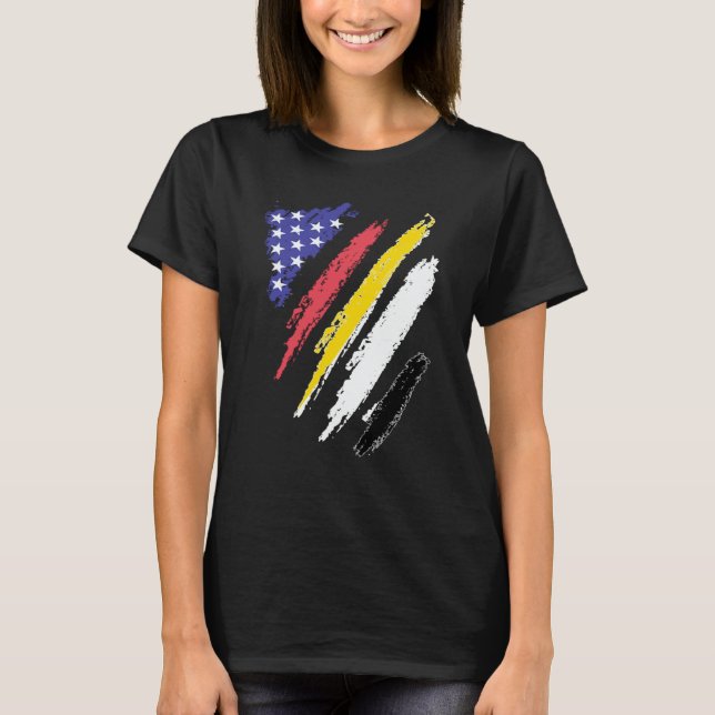 Garifuna American Patriot Grown Heart Flag Stripes T-Shirt (Front)