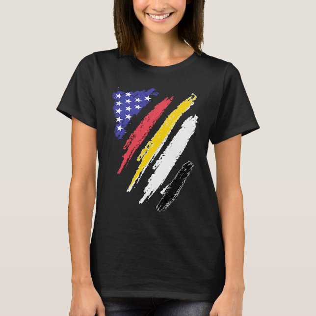 Garifuna American Patriot Grown Heart Flag Stripes T-Shirt (Front)
