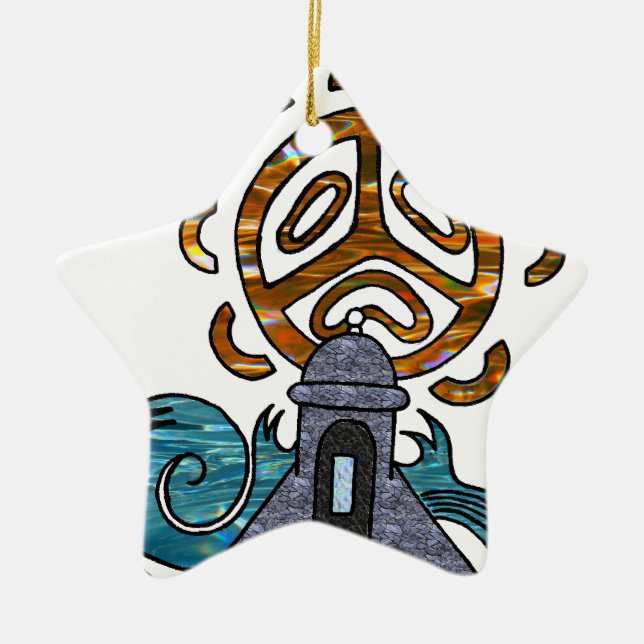 garita del diablo y Sol Taino Ceramic Ornament (Front)