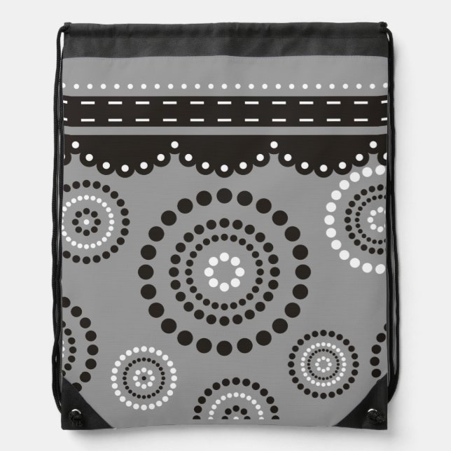 Garland ARTdeco black white + your backgr. color Drawstring Bag (Front)