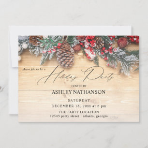 Garland & Berries Rustic Holiday Party Invitation
