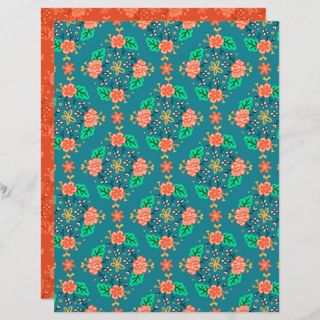 Garland Blue Scrapbook Paper (Front/Back)