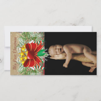 Garland & Bows  My 1st Christmas Baby Photo Card