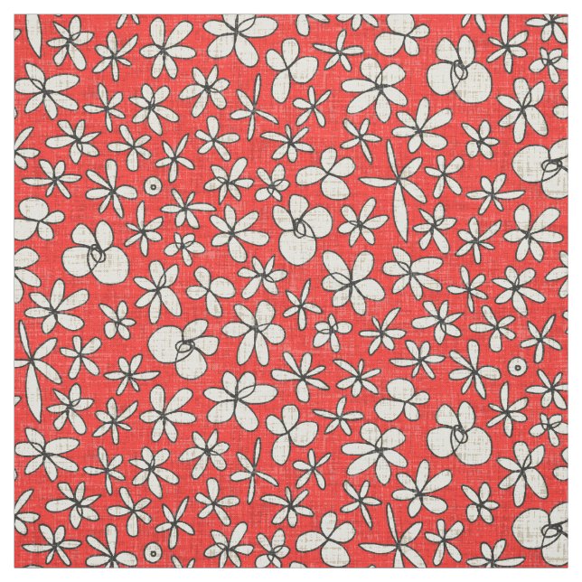 garland flowers red fabric (Swatch)