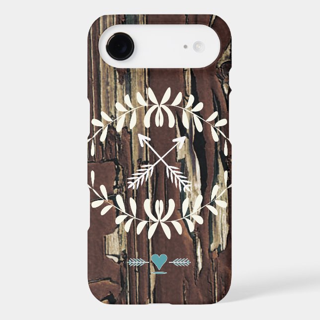 Garland Hearts Crossed Arrows Barnwood Retro Case-Mate iPhone Case (Back)