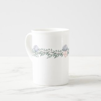 Garland Of Hydrangea and Rose Bone China Mug