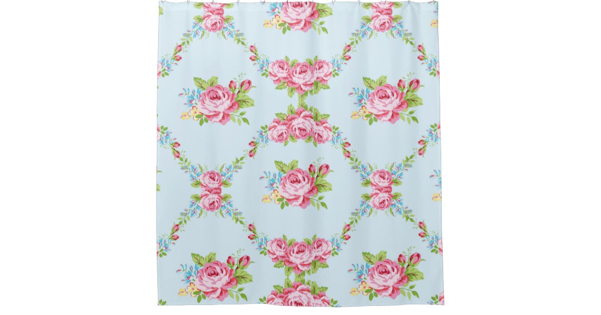 Garland Of Shabby Chic Roses Blue Victorian Girly Shower Curtain Garland Of Shabby Chic Roses Blue Victorian Girly Shower Curtain Zazzle Com